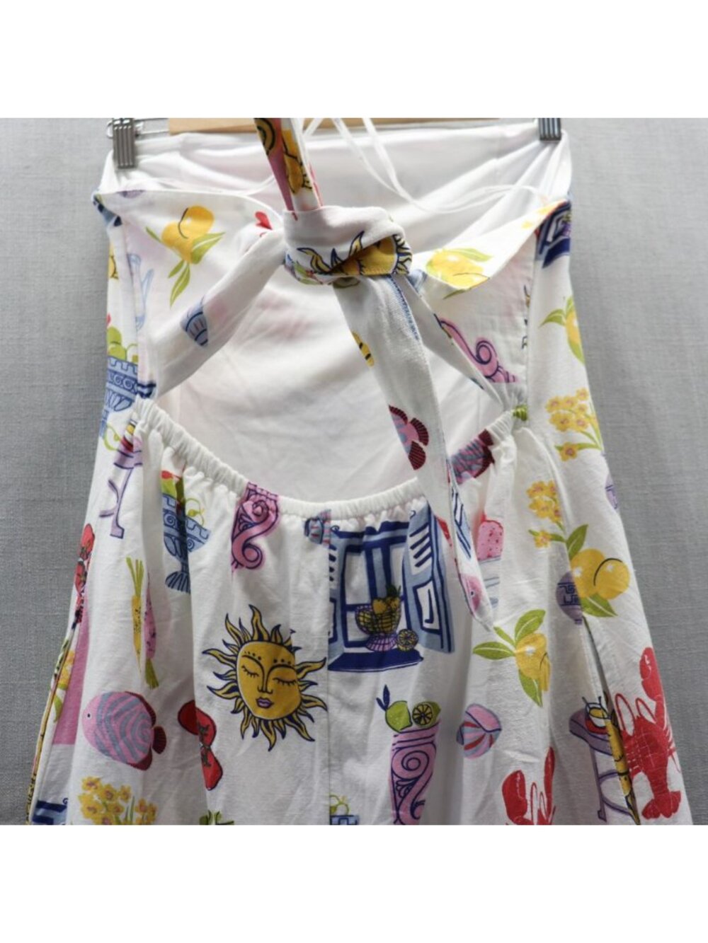 Japna Mediterranean Tile Print Dress Medium Strapless Tie Back Ciao Lobster Sun - Picture 8 of 15